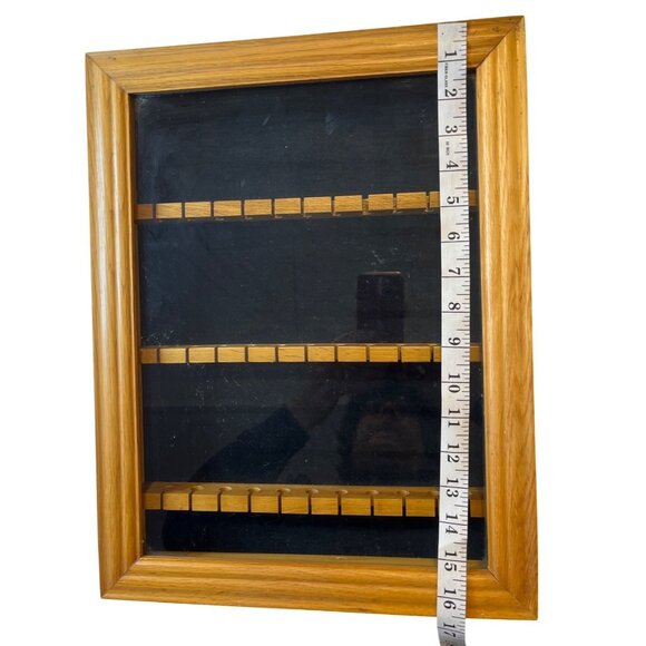 Wooden Display Case With Glass Front & Black Velvet Lining C200 - Picture 4 of 9